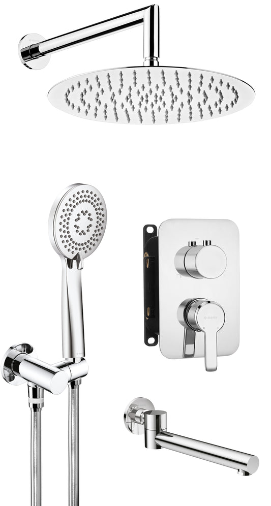 Concealed shower set, with bath spout