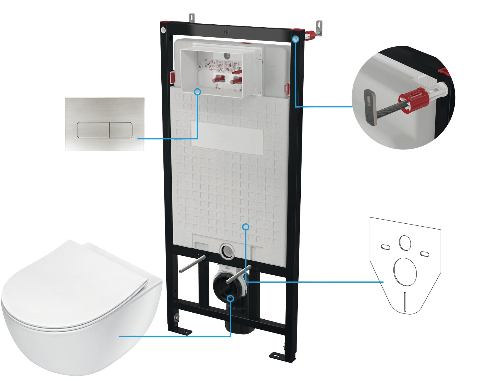 Toilet set, concealed, 6 in 1