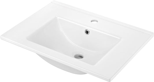 Ceramic washbasin, recessed, with tap shelf - 60 cm