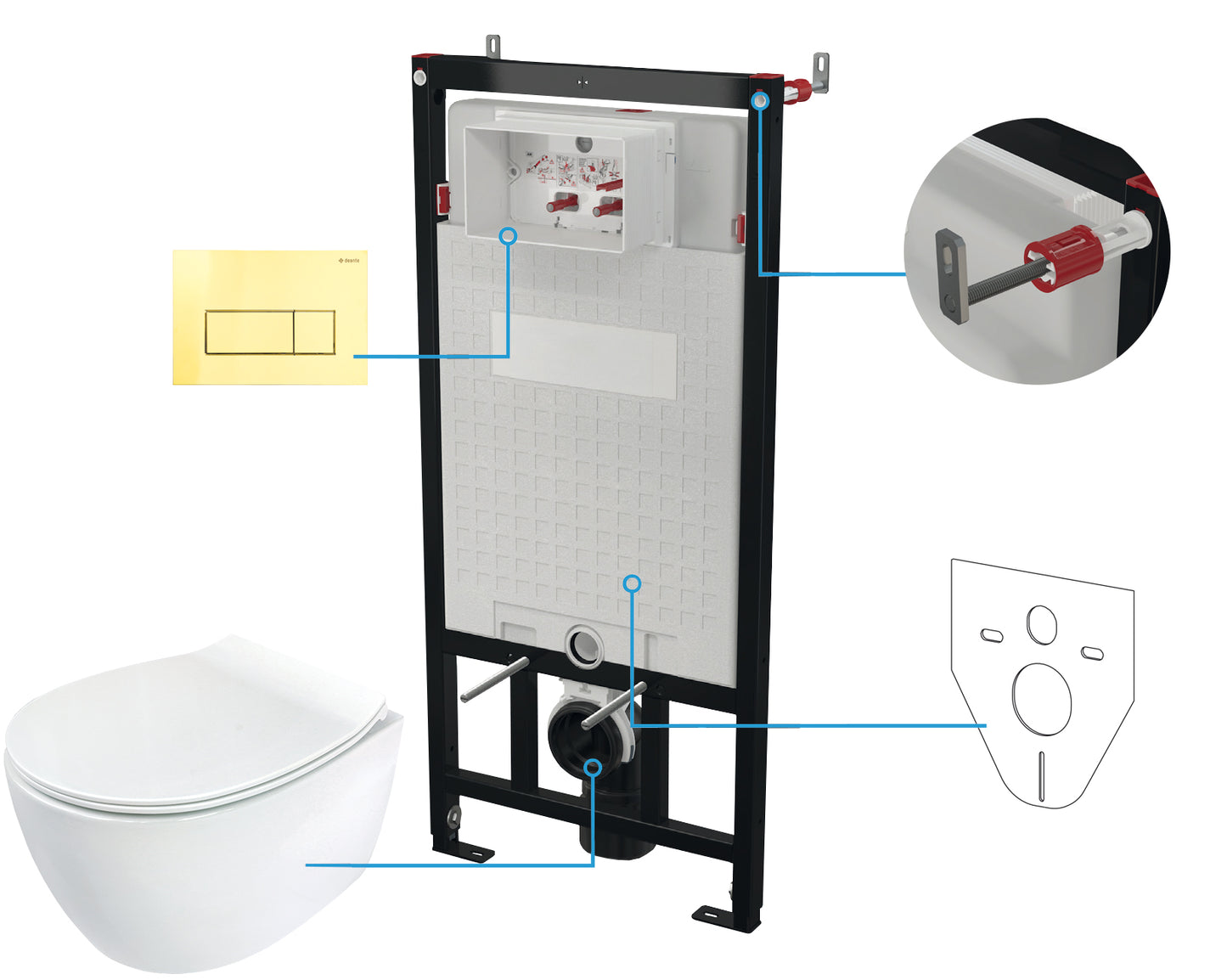 Toilet set, concealed, 6 in 1