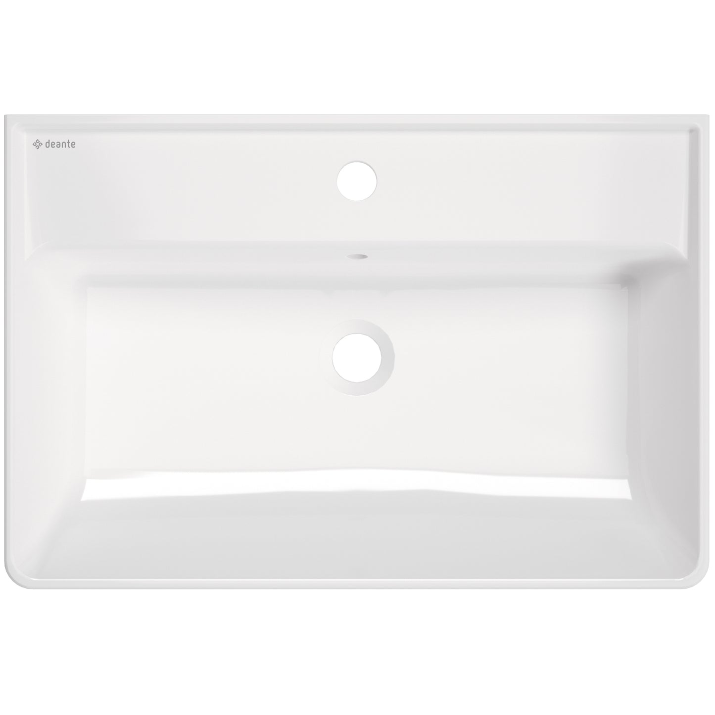 Ceramic washbasin, countertop/wall-mounted, with tap shelf - 61x41 cm