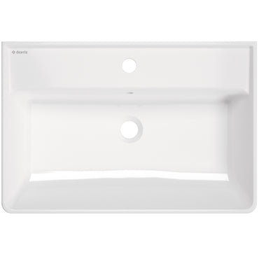 Ceramic washbasin, countertop/wall-mounted, with tap shelf - 61x41 cm