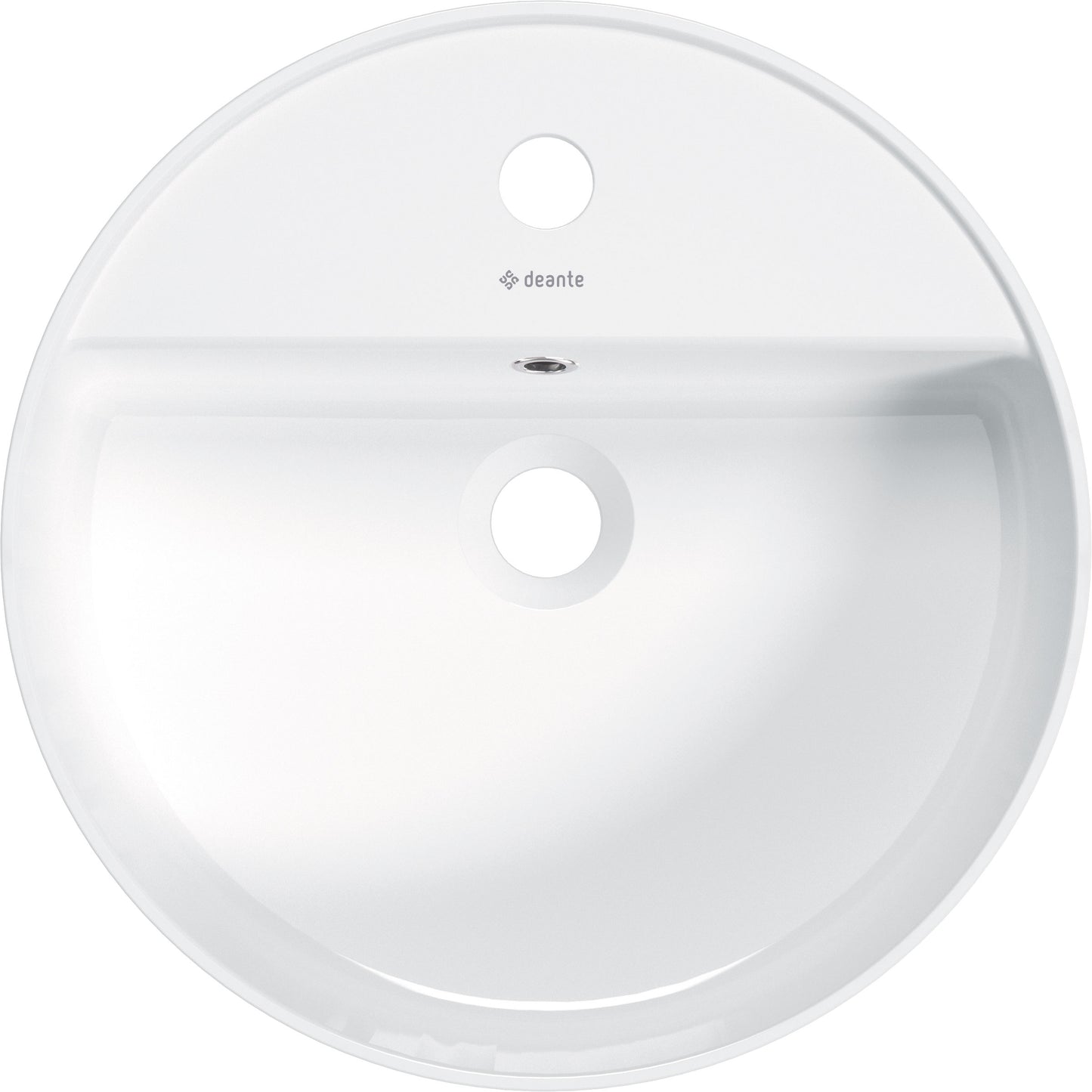 Ceramic washbasin, countertop, with tap shelf