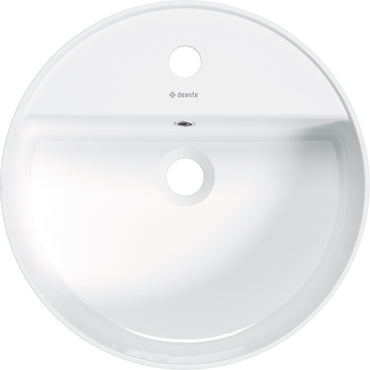 Ceramic washbasin, countertop, with tap shelf