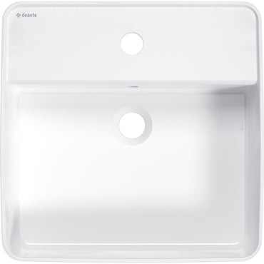 Ceramic washbasin, countertop, with tap shelf