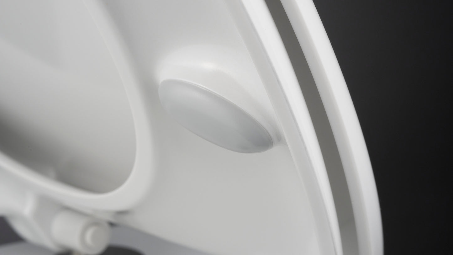 Toilet bowl, with seat, rimless