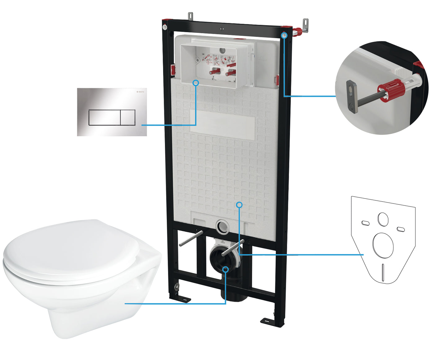 Toilet set, concealed, 6 in 1