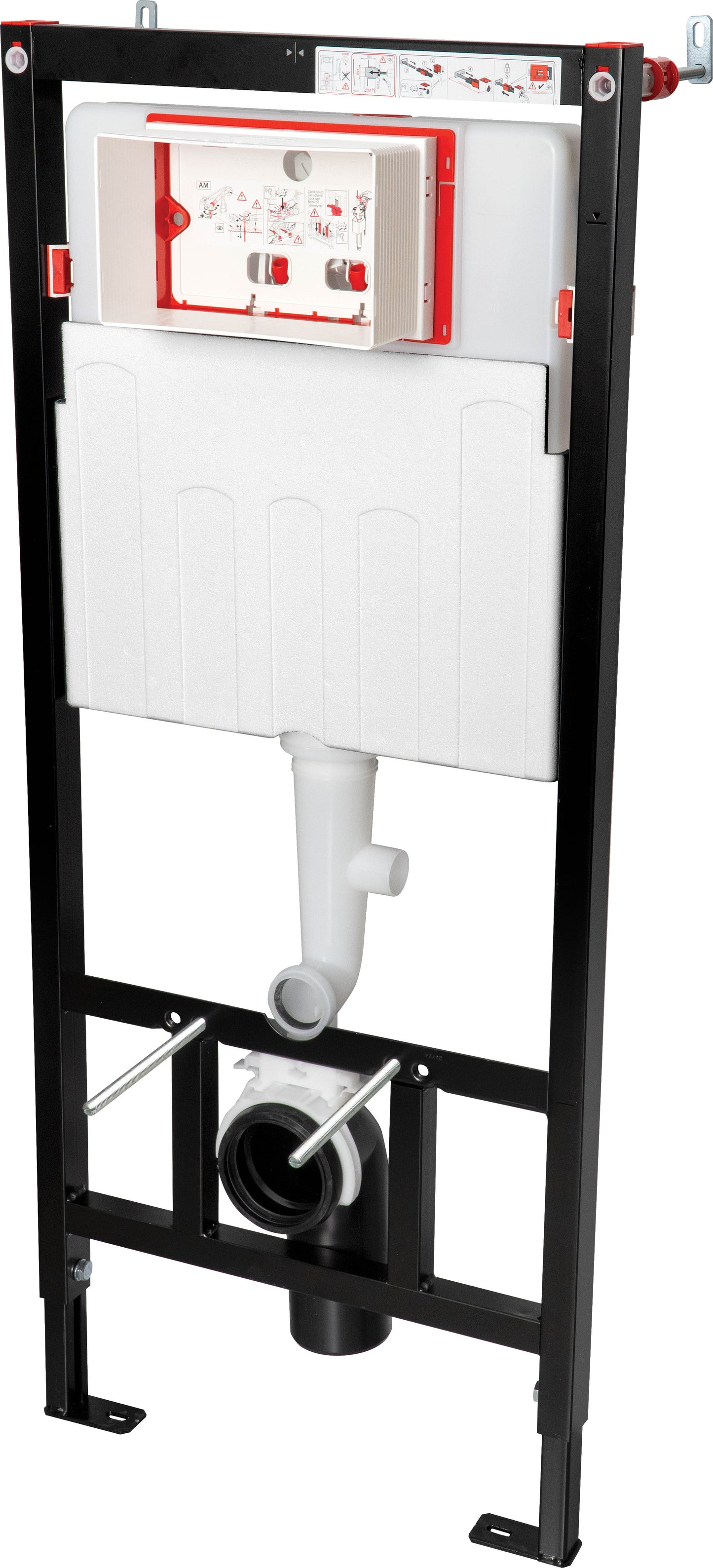 Concealed frame, for wall-mounted toilet bowls, with odors removal/condensation drainage