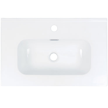 Ceramic washbasin, recessed, with tap shelf - 60 cm