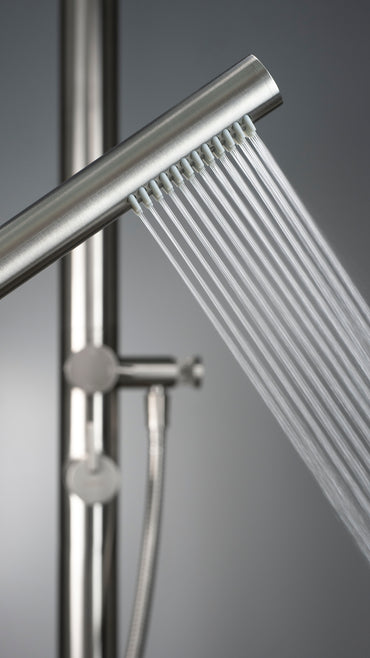 Floor-mounted shower column, for garden or bathroom (outdoor/indoor)