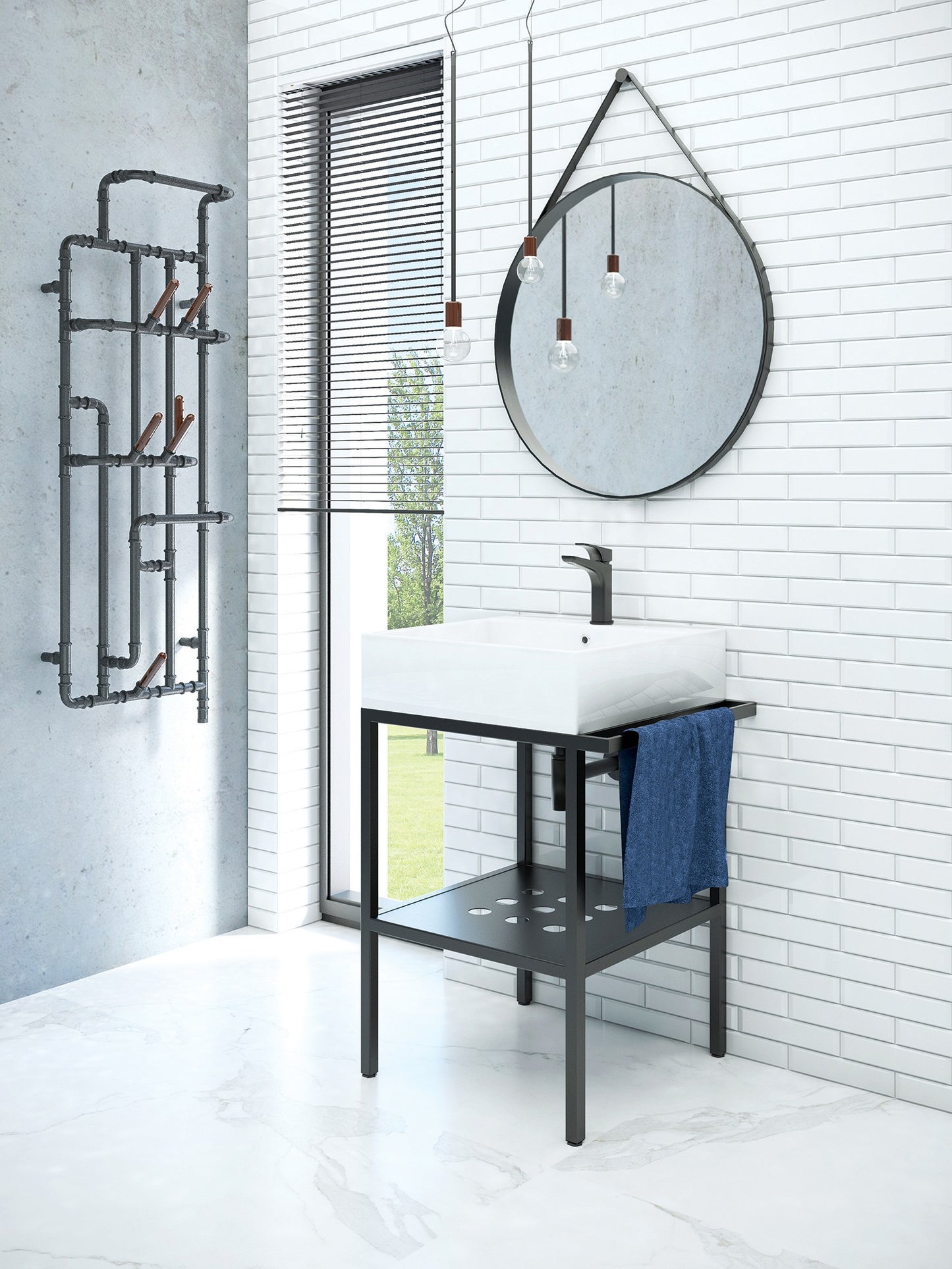 Standing bathroom console, with washbasin - 56.5x50 cm