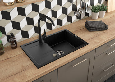 Granite sink with tap, 1-bowl with drainer