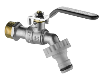 Ball valve, garden draw-off type, with adapters - 1/2"
