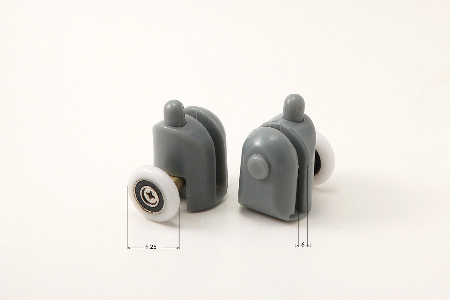 Bottom rollers, detachable, for 6 mm glass - FI 25 mm