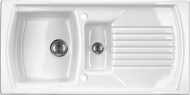 Ceramic sink, 1.5-bowl with drainer