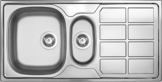 Steel sink, 1.5-bowl with drainer