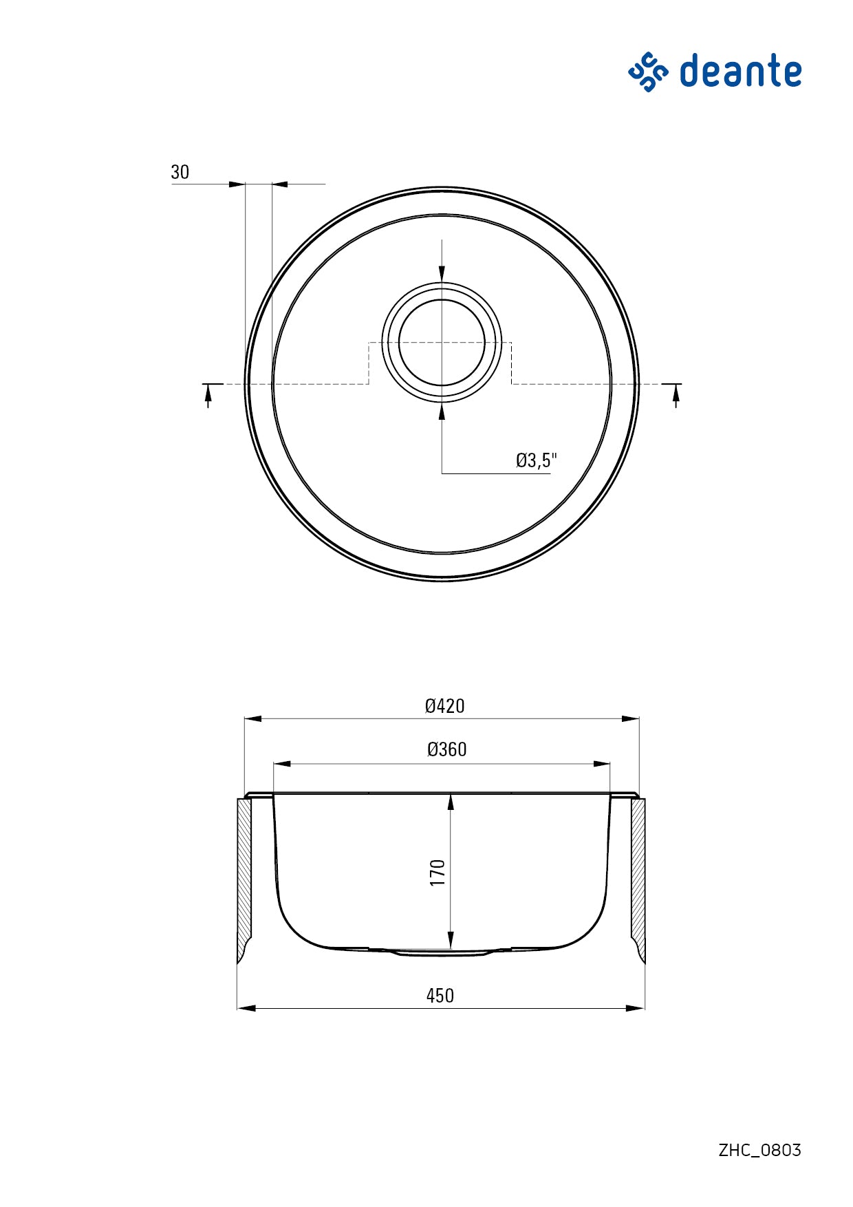 Steel sink, 1-bowl
