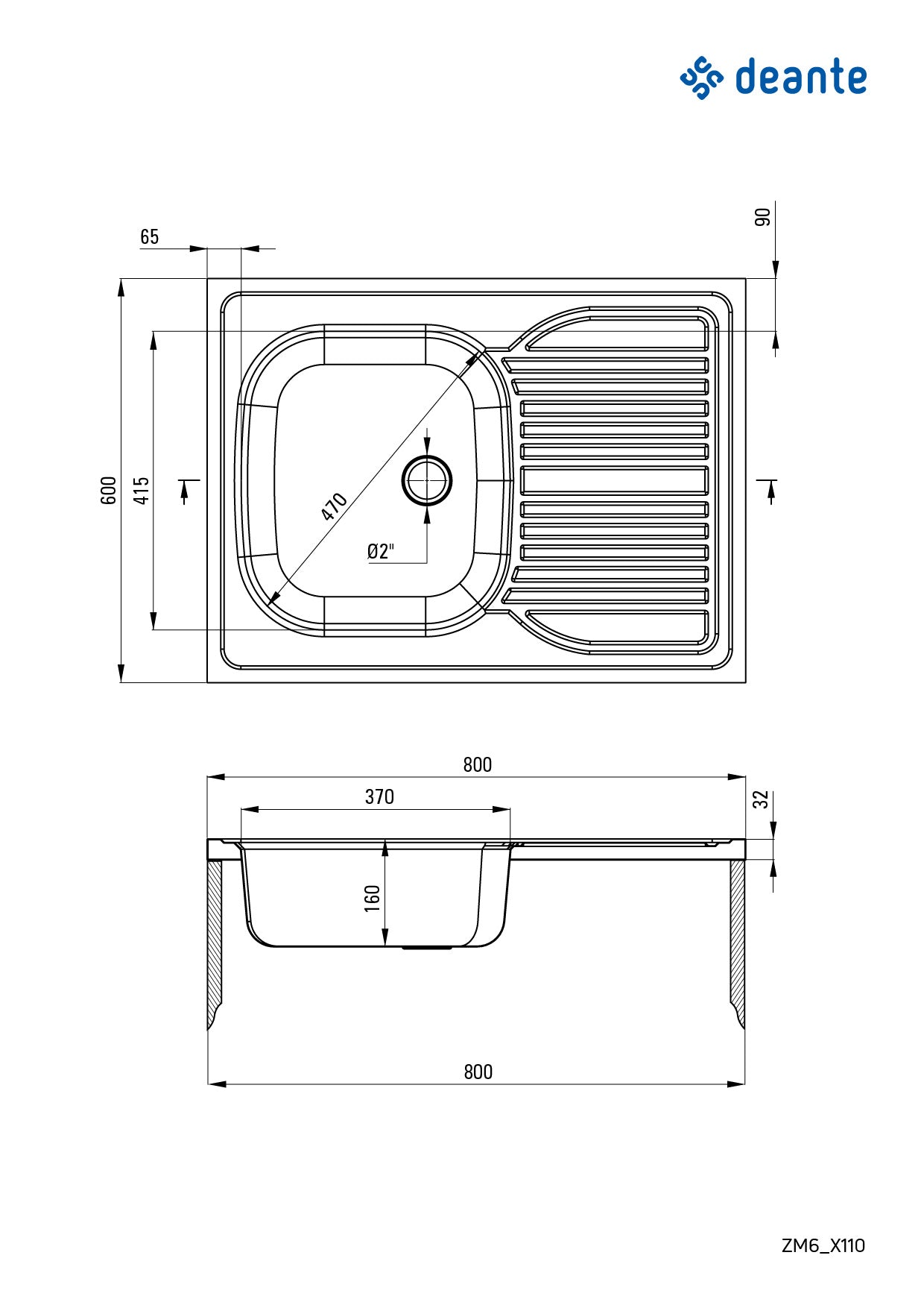 Steel sink, 1-bowl with drainer - lay-on