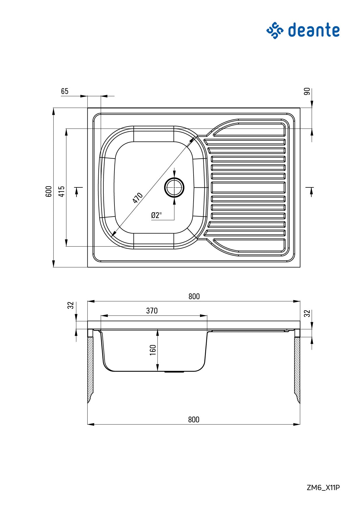 Steel sink, 1-bowl with drainer, on the right side - lay-on