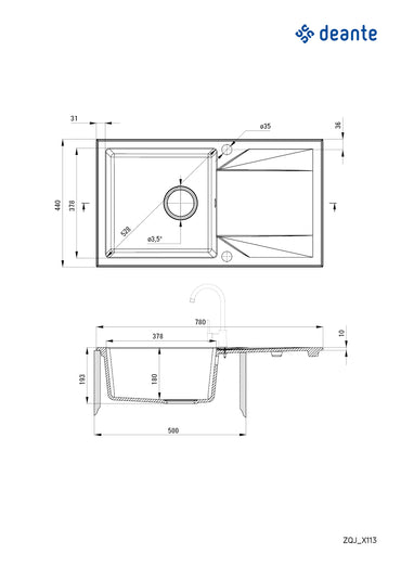 Granite sink, 1-bowl with drainer
