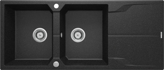 Granite sink, 2-bowl with drainer