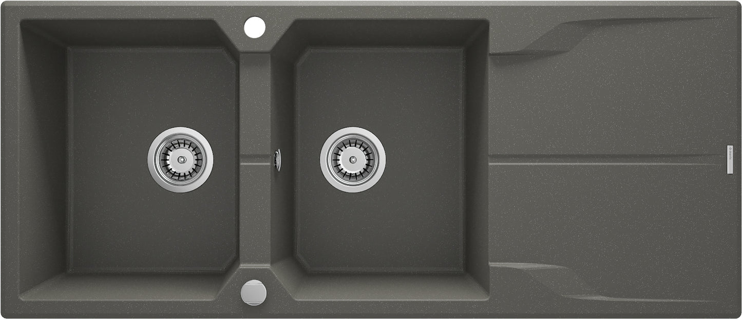 Granite sink, 2-bowl with drainer