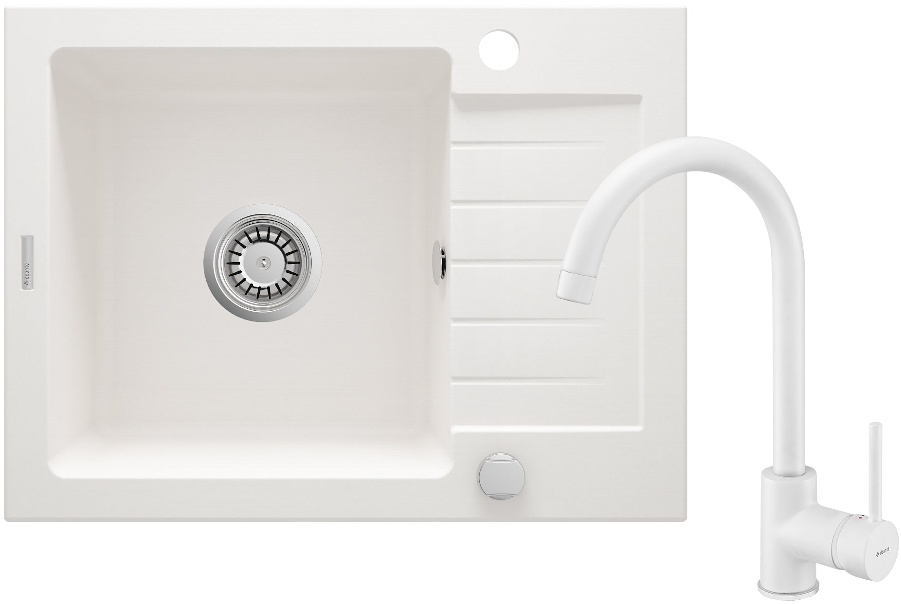 Granite sink with tap, 1-bowl with drainer