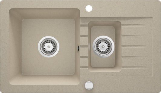 Granite sink, 1.5-bowl with drainer