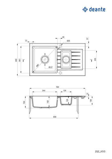 Granite sink, 1.5-bowl with drainer