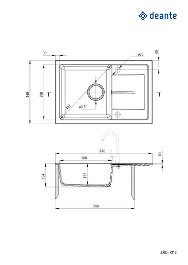 Granite sink, 1-bowl with drainer