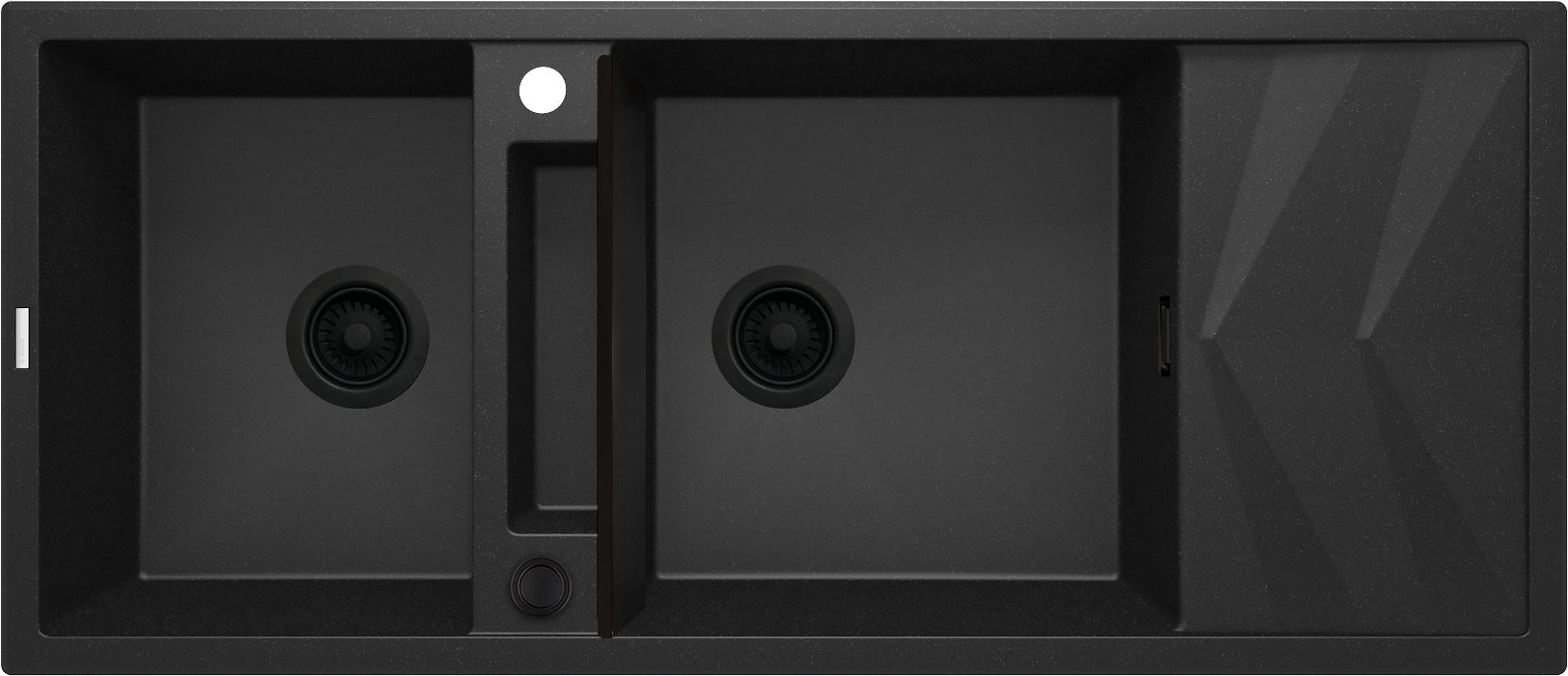 Magnetic granite sink, 2-bowl with drainer