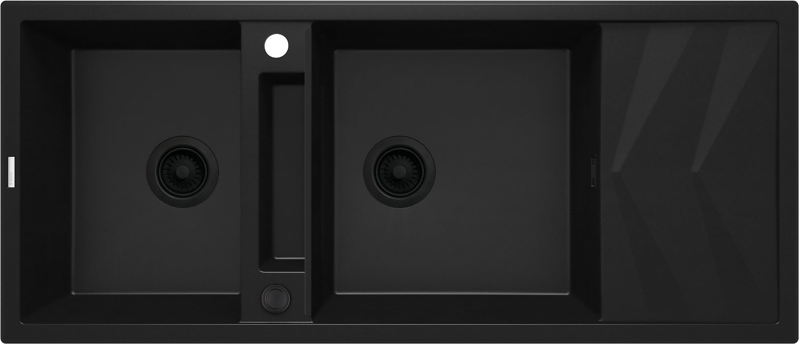 Magnetic granite sink, 2-bowl with drainer