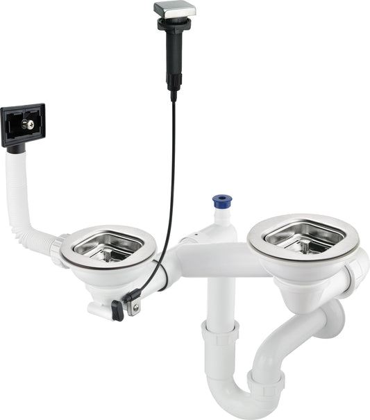 Steel sink waste kit, 1.5- and 2-bowl
