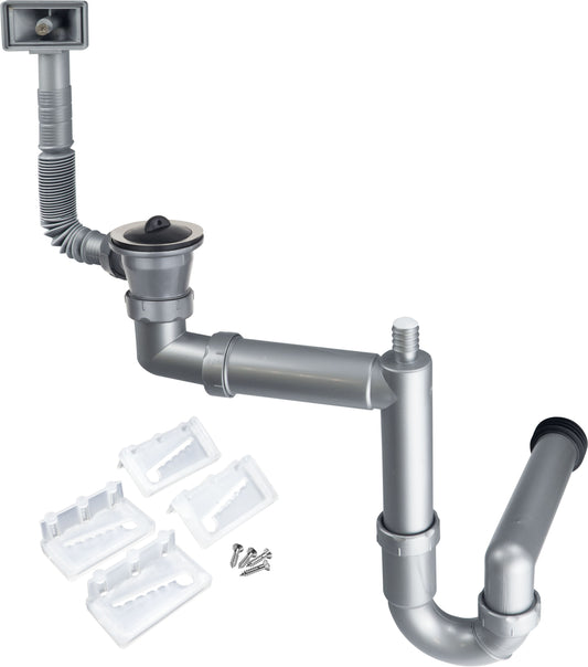 Lay-on steel sink waste kit, 1-bowl - 2" drain