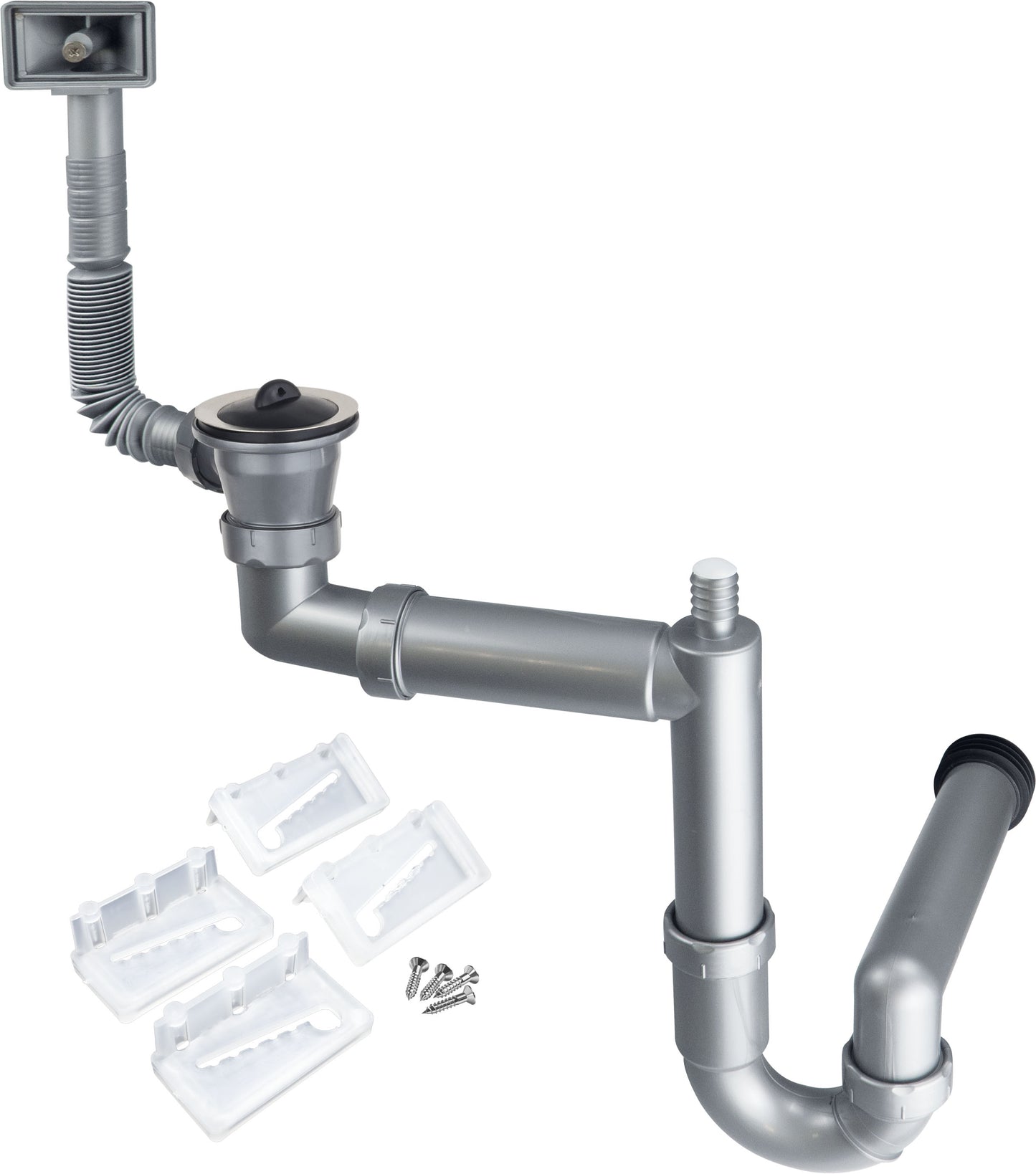 Lay-on steel sink waste kit, 1-bowl - 2" drain