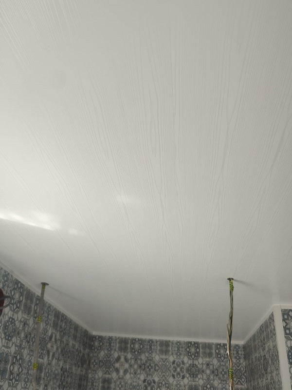 white ash ceiling bathroom panels