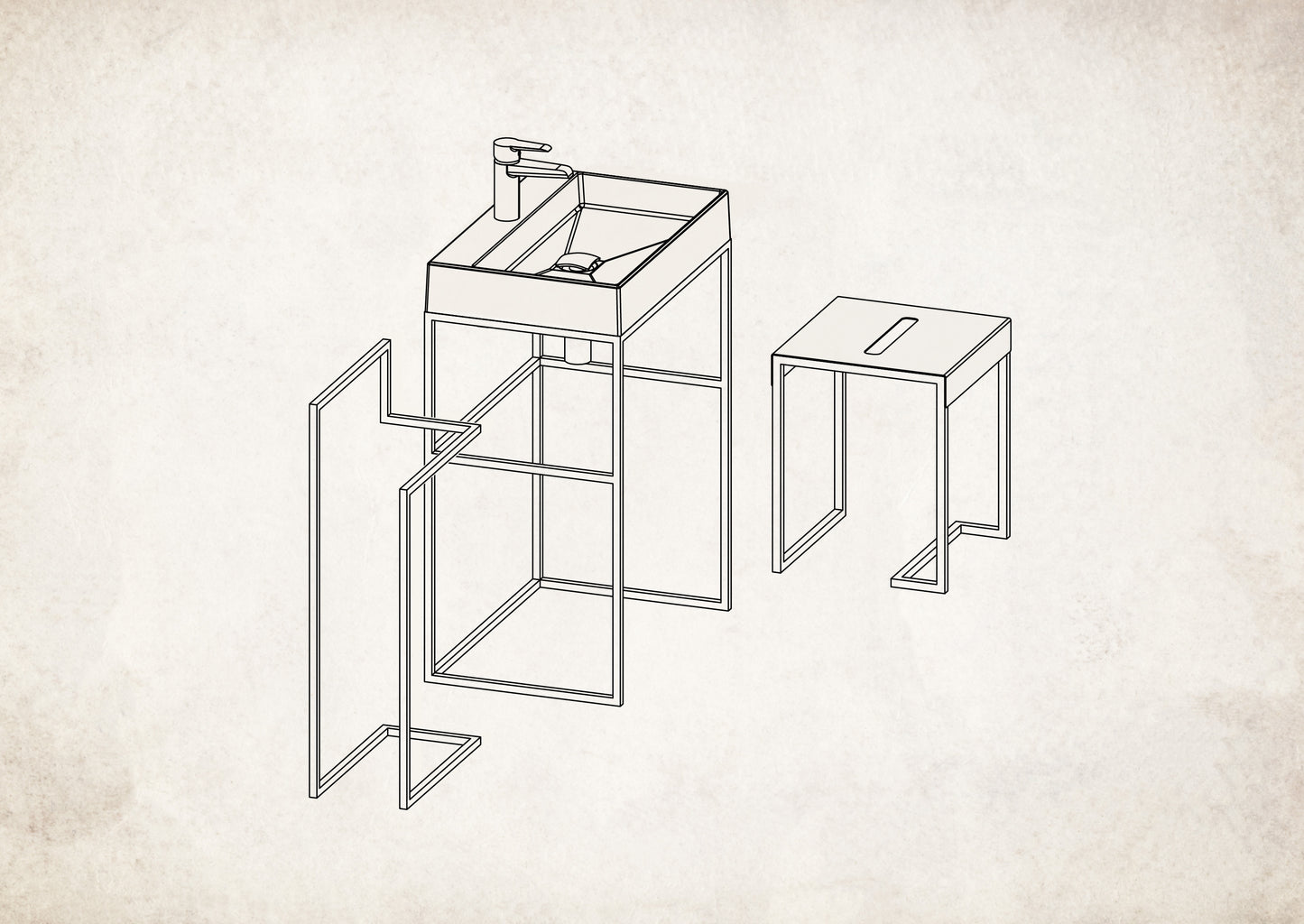 Floor-standing hanger, double