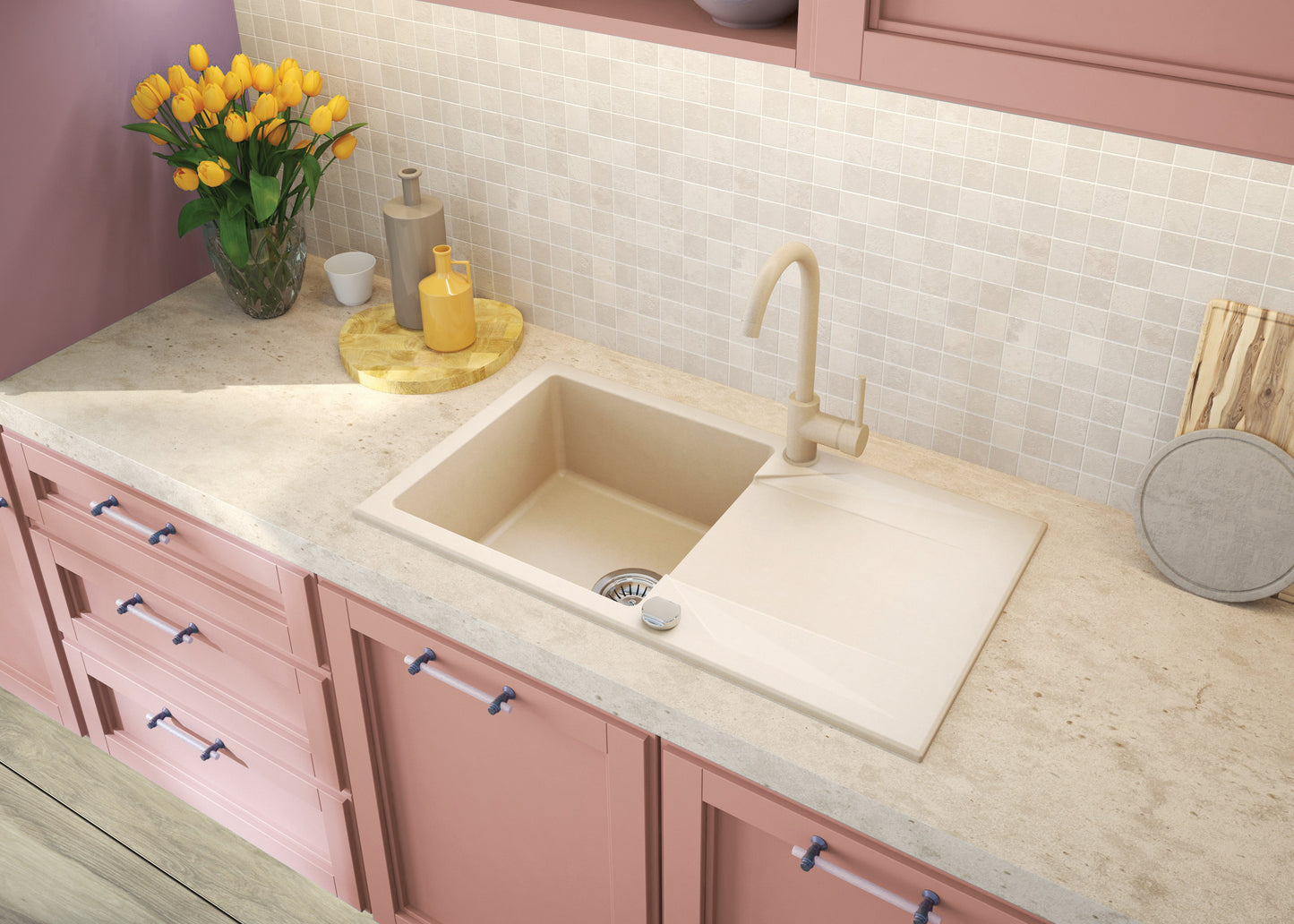 Granite sink, 1-bowl with drainer