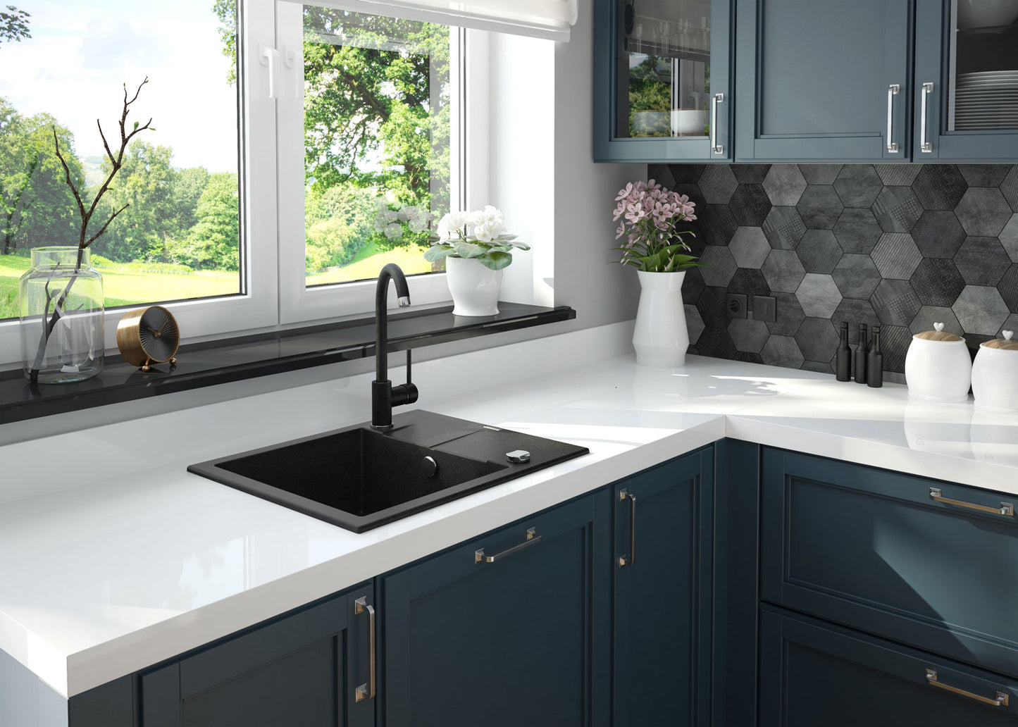 Granite sink, 1-bowl with drainer
