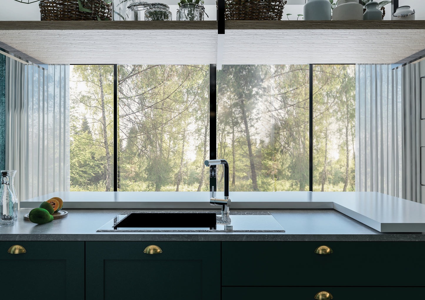 Glass-granite sink, 1-bowl with drainer