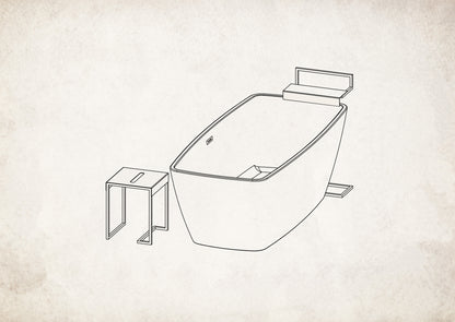 Floor-standing hanger, with shelf