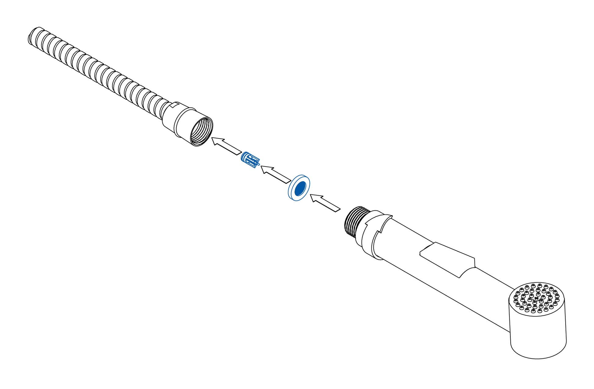 Backflow valve, for shower hoses
