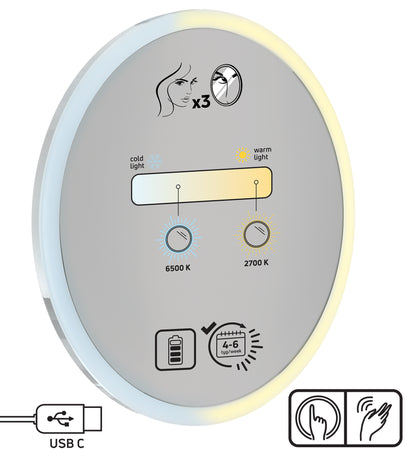 Cosmetic mirror, magnetic - LED light