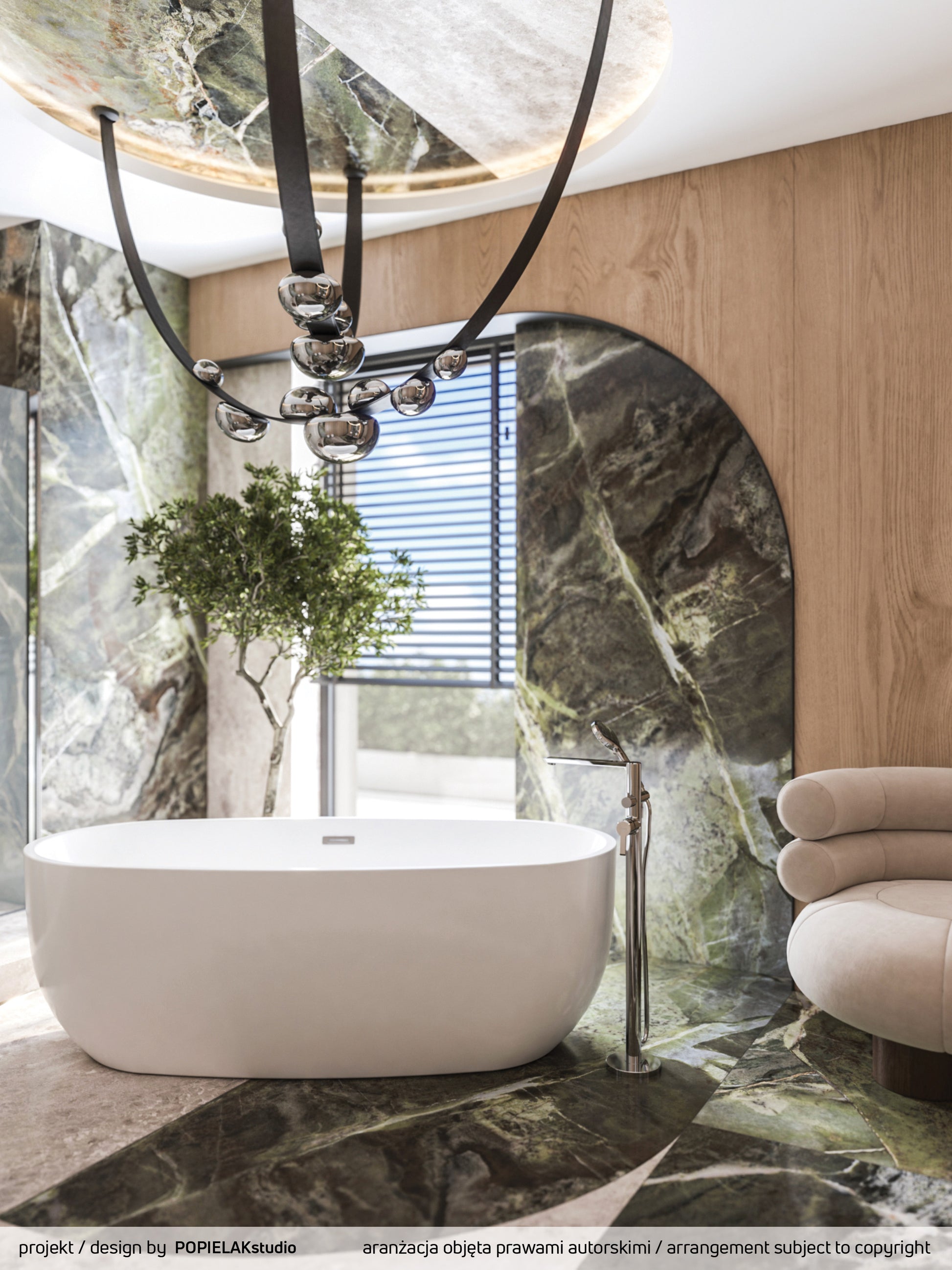 Acrylic bathtub, freestanding, oval - 170 cm