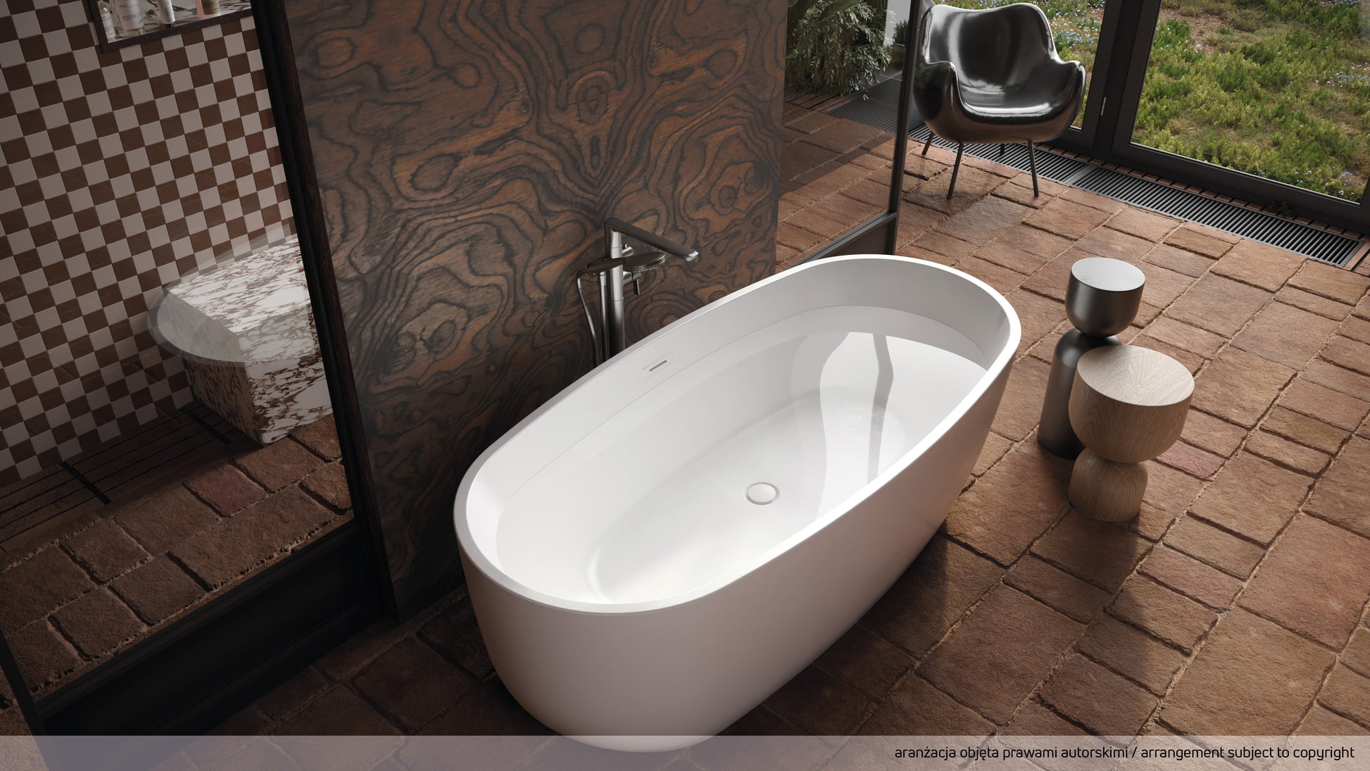 Bath mixer, freestanding, with shower set