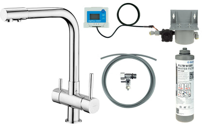 Kitchen tap, with water filtration kit