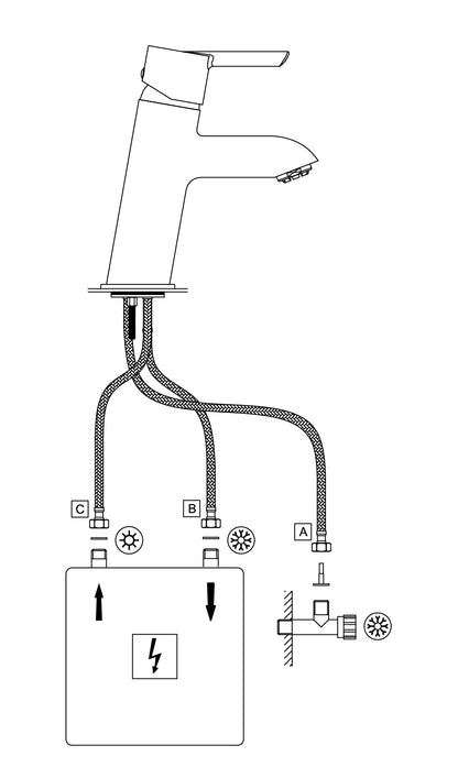 Washbasin tap, low pressure, three-way - for heater connection