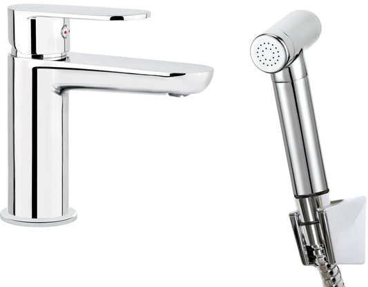 Washbasin tap, with bidetta hand shower