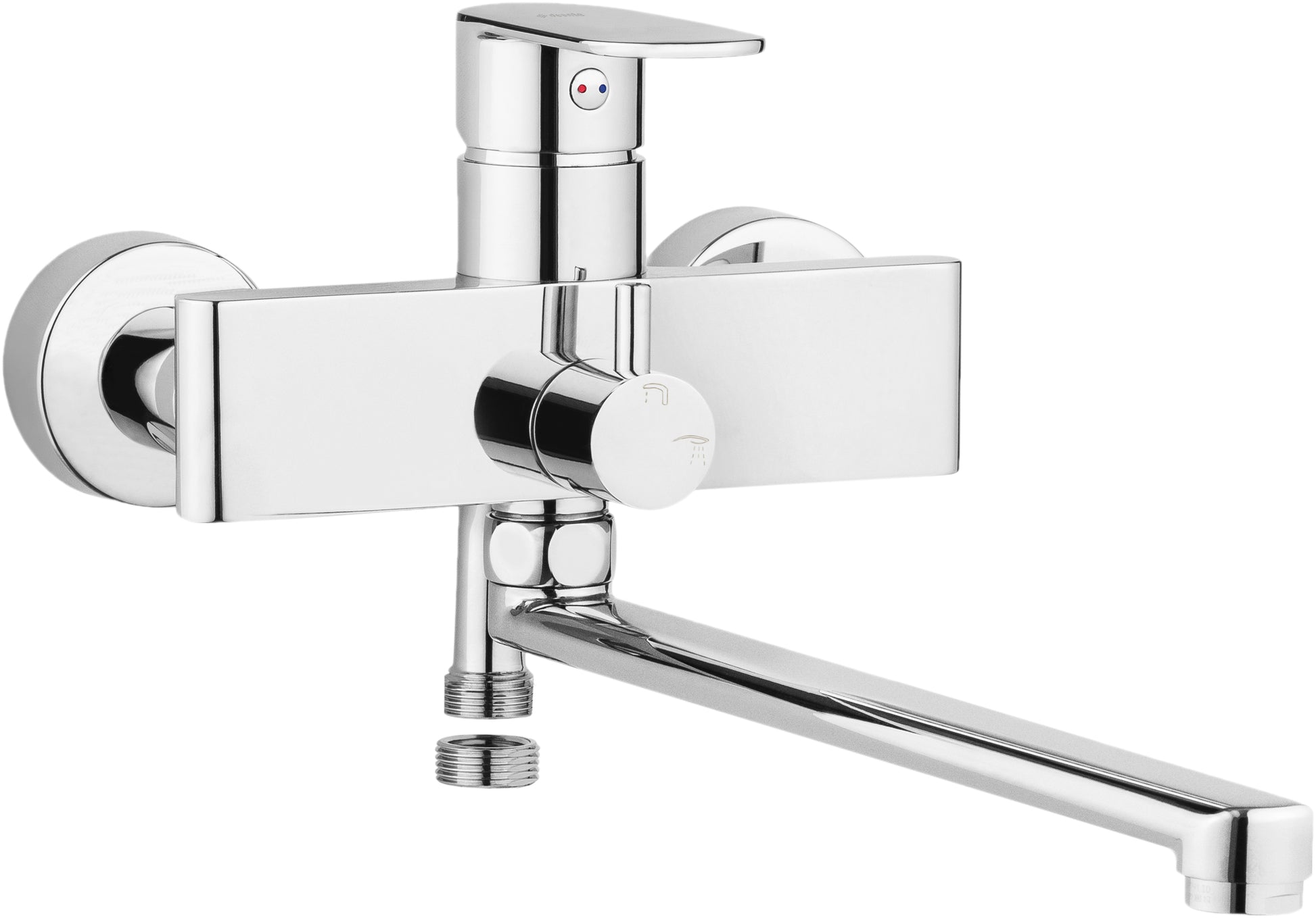 Washbasin tap, wall-mounted, with elongated spout - hose connection