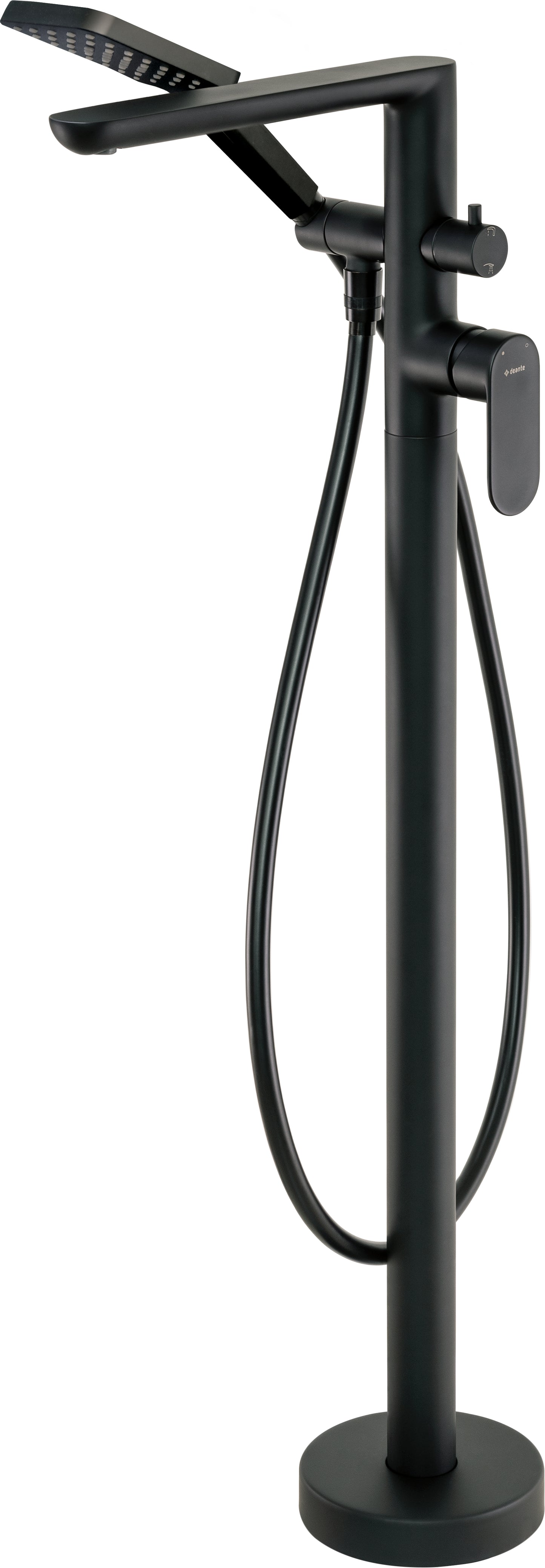 Bath mixer, freestanding, with shower set